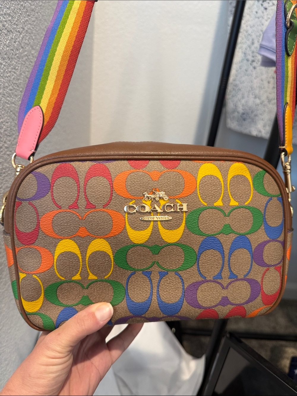 Coach Rainbow Signature Crossbody Bag - Brown Multicolor - Picture 2 of 8
